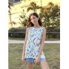Zeagoo Beach Vacation Clothes for Women Pleated High Neck Flowy Sleeveless Tank Tops Summer Loose Fit Tunic Blouses(Leaf-print)