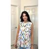 Zeagoo Beach Vacation Clothes for Women Pleated High Neck Flowy Sleeveless Tank Tops Summer Loose Fit Tunic Blouses(Leaf-print)