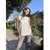 Zeagoo Beach Vacation Clothes for Women Pleated High Neck Flowy Sleeveless Tank Tops Summer Loose Fit Tunic Blouses(White)