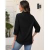 Zeagoo Button Down Shirts for Women 3/4 Sleeve Tops V Neck Collared Blouses Business Casual Outfits S-2XL(Black)