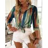 Zeagoo Button Down Shirts for Women 3/4 Sleeve Tops V Neck Collared Blouses Business Casual Outfits S-2XL(Cx289)