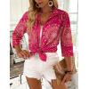 Zeagoo Button Down Shirts for Women 3/4 Sleeve Tops V Neck Collared Blouses Business Casual Outfits S-2XL(Cx320)