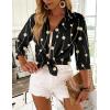 Zeagoo Button Down Shirts for Women 3/4 Sleeve Tops V Neck Collared Blouses Business Casual Outfits S-2XL(Jh601)
