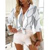Zeagoo Button Down Shirts for Women 3/4 Sleeve Tops V Neck Collared Blouses Business Casual Outfits S-2XL(Jh611)