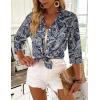 Zeagoo Button Down Shirts for Women 3/4 Sleeve Tops V Neck Collared Blouses Business Casual Outfits S-2XL(Mz473)