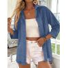 Zeagoo Button Down Shirts for Women 3/4 Sleeve Tops V Neck Collared Blouses Business Casual Outfits S-2XL(Navy Blue)