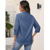 Zeagoo Button Down Shirts for Women 3/4 Sleeve Tops V Neck Collared Blouses Business Casual Outfits S-2XL(Navy Blue)