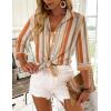 Zeagoo Button Down Shirts for Women 3/4 Sleeve Tops V Neck Collared Blouses Business Casual Outfits S-2XL(Tw720)
