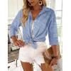 Zeagoo Button Down Shirts for Women 3/4 Sleeve Tops V Neck Collared Blouses Business Casual Outfits S-2XL(Tz273)