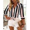 Zeagoo Button Down Shirts for Women 3/4 Sleeve Tops V Neck Collared Blouses Business Casual Outfits S-2XL(Tz291)