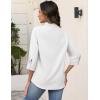 Zeagoo Button Down Shirts for Women 3/4 Sleeve Tops V Neck Collared Blouses Business Casual Outfits S-2XL(White)