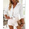 Zeagoo Button Down Shirts for Women 3/4 Sleeve Tops V Neck Collared Blouses Business Casual Outfits S-2XL(White)