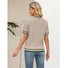 Zeagoo Cable Short Sleeve Sweaters for Women Summer Spring Cute Tops 2026 Trendy Business Causal Outfits Work Blouses Clothes(Apricot Green Stripe)