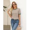 Zeagoo Cable Short Sleeve Sweaters for Women Summer Spring Cute Tops 2026 Trendy Business Causal Outfits Work Blouses Clothes(Apricot Green Stripe)