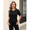 Zeagoo Cable Short Sleeve Sweaters for Women Summer Spring Cute Tops 2026 Trendy Business Causal Outfits Work Blouses Clothes(Black)
