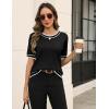 Zeagoo Cable Short Sleeve Sweaters for Women Summer Spring Cute Tops 2026 Trendy Business Causal Outfits Work Blouses Clothes(Black White Stripe)