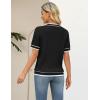 Zeagoo Cable Short Sleeve Sweaters for Women Summer Spring Cute Tops 2026 Trendy Business Causal Outfits Work Blouses Clothes(Black White Stripe)