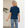 Zeagoo Cable Short Sleeve Sweaters for Women Summer Spring Cute Tops 2026 Trendy Business Causal Outfits Work Blouses Clothes(Dark Blue)