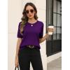 Zeagoo Cable Short Sleeve Sweaters for Women Summer Spring Cute Tops 2026 Trendy Business Causal Outfits Work Blouses Clothes(Dark Purple)