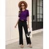 Zeagoo Cable Short Sleeve Sweaters for Women Summer Spring Cute Tops 2026 Trendy Business Causal Outfits Work Blouses Clothes(Dark Purple)