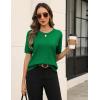 Zeagoo Cable Short Sleeve Sweaters for Women Summer Spring Cute Tops 2026 Trendy Business Causal Outfits Work Blouses Clothes(Green)