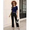 Zeagoo Cable Short Sleeve Sweaters for Women Summer Spring Cute Tops 2026 Trendy Business Causal Outfits Work Blouses Clothes(Navy Blue White Stripe)