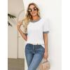 Zeagoo Cable Short Sleeve Sweaters for Women Summer Spring Cute Tops 2026 Trendy Business Causal Outfits Work Blouses Clothes(White Color Block)