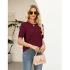Zeagoo Cable Short Sleeve Sweaters for Women Summer Spring Cute Tops 2026 Trendy Business Causal Outfits Work Blouses Clothes(Wine Red)