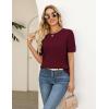 Zeagoo Cable Short Sleeve Sweaters for Women Summer Spring Cute Tops 2026 Trendy Business Causal Outfits Work Blouses Clothes(Wine Red)