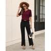Zeagoo Cable Short Sleeve Sweaters for Women Summer Spring Cute Tops 2026 Trendy Business Causal Outfits Work Blouses Clothes(Wine Red)