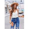 Zeagoo Camisole Tops for Women V-Neck Spaghetti Strap Tank Top Long Sexy Flowy Summer Textured Sleeveless Tops(White)