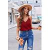Zeagoo Camisole Tops for Women V-Neck Spaghetti Strap Tank Top Long Sexy Flowy Summer Textured Sleeveless Tops(Wine Red)