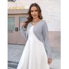 Zeagoo Cropped Cardigan Sweaters for Women Long Sleeve Knit Open Front Bolero Shrug for Dresses(Grey)