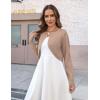 Zeagoo Cropped Cardigan Sweaters for Women Long Sleeve Knit Open Front Bolero Shrug for Dresses(Khaki)