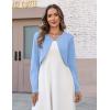 Zeagoo Cropped Cardigan Sweaters for Women Long Sleeve Knit Open Front Bolero Shrug for Dresses(Light Blue)