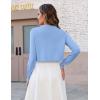 Zeagoo Cropped Cardigan Sweaters for Women Long Sleeve Knit Open Front Bolero Shrug for Dresses(Light Blue)