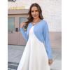 Zeagoo Cropped Cardigan Sweaters for Women Long Sleeve Knit Open Front Bolero Shrug for Dresses(Light Blue)