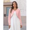 Zeagoo Cropped Cardigan Sweaters for Women Long Sleeve Knit Open Front Bolero Shrug for Dresses(Light Pink)