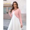 Zeagoo Cropped Cardigan Sweaters for Women Long Sleeve Knit Open Front Bolero Shrug for Dresses(Light Pink)
