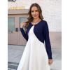 Zeagoo Cropped Cardigan Sweaters for Women Long Sleeve Knit Open Front Bolero Shrug for Dresses(Navy Blue)