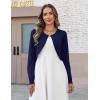 Zeagoo Cropped Cardigan Sweaters for Women Long Sleeve Knit Open Front Bolero Shrug for Dresses(Navy Blue)