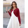 Zeagoo Cropped Cardigan Sweaters for Women Long Sleeve Knit Open Front Bolero Shrug for Dresses(Red)