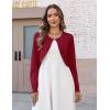Zeagoo Cropped Cardigan Sweaters for Women Long Sleeve Knit Open Front Bolero Shrug for Dresses(Red)