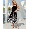 Zeagoo Dresses for Women 2026 Casual Summer Midi Sleeveless Dress A Line Crewneck Beach Vacation Tank Sundresses with Pockets(Black White Floral-sf100)