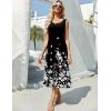 Zeagoo Dresses for Women 2026 Casual Summer Midi Sleeveless Dress A Line Crewneck Beach Vacation Tank Sundresses with Pockets(Black White Floral-sf100)