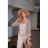 Zeagoo Kimono Cardigans for Women 3/4 Sleeves Open Front Lightweight Shrug Lace Bolero for Evening Dresses(Beige)
