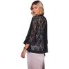 Zeagoo Kimono Cardigans for Women 3/4 Sleeves Open Front Lightweight Shrug Lace Bolero for Evening Dresses(Black)