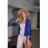 Zeagoo Kimono Cardigans for Women 3/4 Sleeves Open Front Lightweight Shrug Lace Bolero for Evening Dresses(Blue)