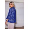 Zeagoo Kimono Cardigans for Women 3/4 Sleeves Open Front Lightweight Shrug Lace Bolero for Evening Dresses(Blue)