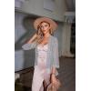 Zeagoo Kimono Cardigans for Women 3/4 Sleeves Open Front Lightweight Shrug Lace Bolero for Evening Dresses(Grey)